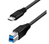 Fasgear USB C to USB B 3.0 Cable 3ft/1m: USB 3.0 Type C to Type B Printer Cable Nylon Braided Compatible with Docking Station External Hard Drivers Scanner (Black)