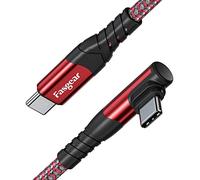 Fasgear USB C to USB C cable, 1.8m 60W Type C to Type C Right Angle 90 Degree, PD Fast Charging Charger Lead Compatible for Galaxy S22 S21 S20 Mac-Book i-Pad Pro i-Pad Air (6ft, Red)