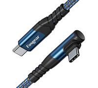 Fasgear USB C to USB C cable, 1.8m 60W Type C to Type C Right Angle 90 Degree, PD Fast Charging Charger Lead Compatible for Galaxy S24 S23 S22 Mac-Book i-Pad Pro i-Pad Air (6ft, Blue)