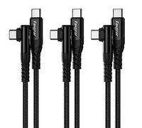 Fasgear USB C to USB C cable, 3 Pack 1m 60W Type C to Type C Right Angle 90 Degree, PD Fast Charging Charger Lead Compatible for Galaxy S24 S23 Mac-Book i-Pad Pro i-Pad Air (3ft, Black)