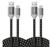 Fasgear USB to USB C Cable (10ft) Extra Nylon Braided USB Type C Cables Fast charging Sync Compatible with Galaxy S10/S9/S8+, Moto Z2, LG V30/G6, Nokia N1 and More (2 Pack, Black)