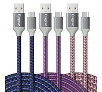 Fasgear USB to USB C Cable, 3 Pack 10ft Nylon Braided USB Type C Fast Charging Sync Cable Compatible with Galaxy S10/S9/S8+, Moto Z2, LG V30/G6, Nokia N1 and More (Blue,Purple,Pink)