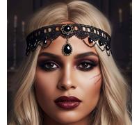 Fashband Black Lace Headband Gothic Rhinestone Headbands Halloween Festival Costume Hair Accessories for Women(Black)