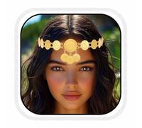 Fashband Gold Sequin Head Chain Boho Headpiece Hair Chains Festival Costume Hair Accessories for Women (G-B, One Size)