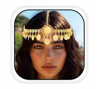 Fashband Gold Sequin Head Chain Boho Headpiece Hair Chains Festival Costume Hair Accessories for Women (Gold, One Size)