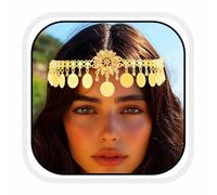 Fashband Gold Sequin Head Chain Boho Headpiece Hair Chains Festival Costume Hair Accessories for Women (G-A, One Size)