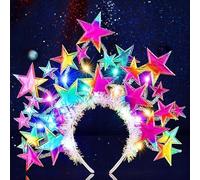 Fashband Light Up Star Headband Glitter Stars Tiara Halo Crown Headbands Led Goddess Costume Headpiece Christmas Carnival Party Hair Accessories for Women and Girls (Color)