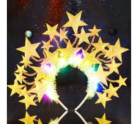 Fashband Light Up Star Headband Glitter Stars Tiara Halo Crown Headbands Led Goddess Costume Headpiece Christmas Carnival Party Hair Accessories for Women and Girls (Gold)