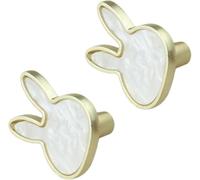 Fasheepfa 2 Pack Rabbit Design Cabinet Pulls Wardrobe Door Handles Kids Room Decor Knobs Zinc Alloy for Drawers Kitchen Furniture (Pure White)