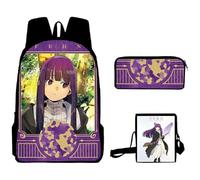 Fasheepfa Frieren: Beyond Journey's End Backpack, Himmel Anime Peripheral Daypack Shoulder Bag Three Pieces Student Bookbag Shoulder Bag Pen Bag 3Pcs Set (Type 3, 30x13x40cm)