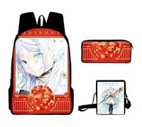 Fasheepfa Frieren: Beyond Journey's End Backpack, Himmel Anime Peripheral Daypack Shoulder Bag Three Pieces Student Bookbag Shoulder Bag Pen Bag 3Pcs Set (Type 1, 30x13x40cm)