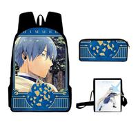 Fasheepfa Frieren: Beyond Journey's End Backpack, Himmel Anime Peripheral Daypack Shoulder Bag Three Pieces Student Bookbag Shoulder Bag Pen Bag 3Pcs Set (Type 5, 30x13x40cm)