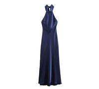 Fasheepfa Women's Elegant Cocktail Dress Sleeveless Halterneck Satin Summer Wedding Long Evening Dresses Sexy Prom Dresses Long Summer Maxi Dress (Blue, M)