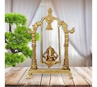 Fasherati Brass Lord Ganesha Bhagwan On Swing Brass Ganesh Idol Ganpati On Swing Jhoola Jhula for Home Décor Office Gift