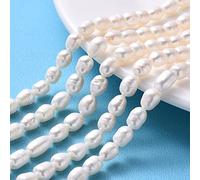 Fashewelry 10 Strands Natural Cultured Freshwater Pearl Beads Seashell Color Rice Beads 6.5-7.5mm for DIY Jewellery Making