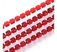 FASHEWELRY 10 Yards Crystal Rhinestone Close Chain 2mm Crystal Claw Cup Chain Trim String for DIY Sewing Craft Jewelry Making Wedding, Party Decoration, Light Siam