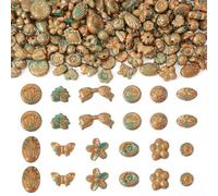 FASHEWELRY 100G Opaque Golden Acrylic Beads Bulk Assorted Vintage Bohemian Acrylic Flower Bead Flat Round Spacer Beads for Jewelry Making Bracelet Necklace Earrings DIY Crafts