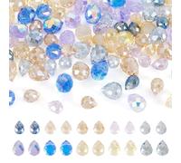 FASHEWELRY 100Pcs Crystal Teardrop Faceted Glass Beads Shiny Water Drop Beads Crystal Prisms Charms for Crafts DIY Sun Catchers Wind Chimes Necklace Earring Jewelry Making