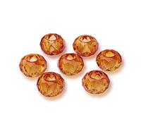 Fashewelry 100pcs Glass European Beads Dark Orange Crystal Large Hole Faceted Loose Spacer Beads No Metal Core 14x8mm for Jewellery Making Hole: 5mm