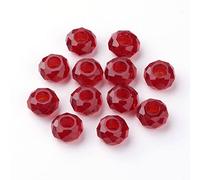 Fashewelry 100pcs Glass European Beads Dark Red Crystal Large Hole Faceted Loose Spacer Beads No Metal Core 14x8mm for Jewellery Making Hole: 5mm
