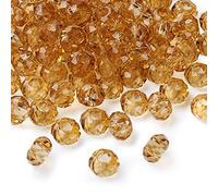 Fashewelry 100pcs Glass European Beads Gold Crystal Large Hole Faceted Loose Spacer Beads No Metal Core 14x8mm for Jewellery Making Hole: 5mm