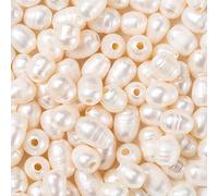 Fashewelry 100pcs Natural Pearl Beads Seashell Colour Oval Cultured Freshwater Pearl Loose Beads 7~10mm for DIY Necklace Bracelet Earrings Jewellery Making