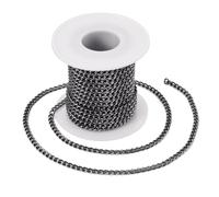 FASHEWELRY 10M Black Aluminium Curb Chains 5x3.5x1mm Oval Link Metal Cable Chain Unwelded Twisted Chains for DIY Necklace Bracelet Jewelry Making Crafts