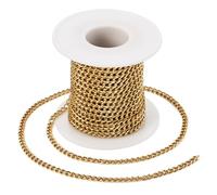 FASHEWELRY 10M Golden Aluminium Curb Chains 5x3.5x1mm Oval Link Metal Cable Chain Unwelded Twisted Chains for DIY Necklace Bracelet Jewelry Making Crafts