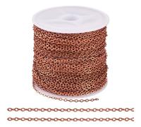 FASHEWELRY 10m/roll Flat Cable Link Chain Soldered Brass Coated Iron Twisted Chains for DIY Necklace Anklets Bracelet Jewelry Making Red Copper