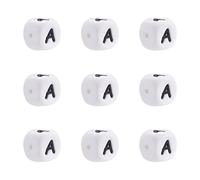 FASHEWELRY 10Pcs Cube Letter Silicone Beads 12x12x12mm Square Letter A Alphabet Beads for DIY Bracelet Necklace Jewelry Making