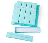 FASHEWELRY 10Pcs Jewelry Gift Boxes Set Long Rectangle Cardboard Storage Box for Necklace Bracelet Watches Packaging Display Pale Turquoise 20x4.2x2.2cm