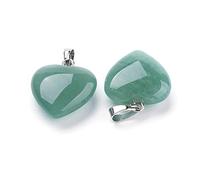 FASHEWELRY 10Pcs Natural Green Aventurine Gemstone Pendants with Hanger Bails 23x20mm Healing Chakra Love Heart Stone Charms for Necklace Jewelry Making