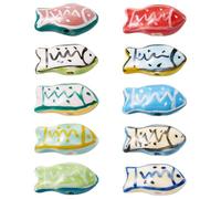 FASHEWELRY 10Pcs Porcelain Fish Beads 3D Cartoon Cute Ocean Animals Ceramic Beads for Bracelets, Smooth Fancy Glazed Focal Cool Bead for Jewelry Making Necklace Earrings
