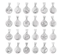 FASHEWELRY 12Pcs Stainless Steel Zodiac Sign Charms 12 Zodiac Constellation Charms for DIY Bracelets Necklaces Making Supplies