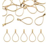 FASHEWELRY 12Pcs Teardrop Stainless Steel Open Back Bezel Pendant Frame Charm Hollow Bezel Blank Tray Pendant Pressed Flower Mold Charms for DIY UV Resin Necklace Earring Jewelry Making
