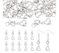 FASHEWELRY 15Pcs Heart Rhinestone Charms Bulk Alloy Heart Dangle Pendants, 31mm, Glass, No Gemstone
