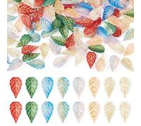 FASHEWELRY 160Pcs Leaf Glass Charms Clear Crystal Mini Leaves Pendants Golden Metal Enlaced Fall Autumn Plant Earring Charms for Necklace Jewelry Making Supplies DIY Crafts