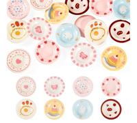 FASHEWELRY 16Pcs Cute Dollhouse Cake Plates Resin Miniature Playhouse Dishes 38mm Kitchen Tableware Models Display Ornaments for Micro Landscape Decoration Garden Home Party Decor