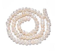 Fashewelry 2 Strands 4~5mm Natural Pearl Beads Potato Round White Cultured Freshwater Pearls About 80pcs/Strand for DIY Necklace Bracelet Earrings Jewellery Making