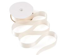 FASHEWELRY 20 Yards Sheer Organza Ribbon 1 Inch Beige Chiffon Ribbon Wire Edge Gift Wrap Ribbon Thin Tulle Ribbon for Wedding Gift Wrapping Paper Floral Bouquet Bridal Shower Craft