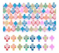 FASHEWELRY 200Pcs Handmade Polymer Clay Cross Beads Crucifix Beads Colorful Cross Bead Easter Loose Spacer Bead for Easter Decorations Jewelry Making Supplies