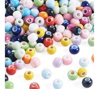 FASHEWELRY 200Pcs Handmade Porcelain Round Beads 6mm Colorful Ceramic Craft Loose Spacer Beads for DIY Bracelet Necklace Earring Jewelry Making Crafts