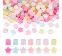 FASHEWELRY 200Pcs Star Cube Colorful Acrylic Beads Cute Candy Color Square Loose Spacer Beads Charms for Jewelry Making Friendship Bracelet Necklace Earring Phone Lanyards Keychain