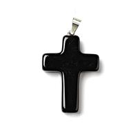 FASHEWELRY 20Pcs Crystal Glass Cross Pendants with 201 Stainless Steel Bails Cross Shape Glass Charms Bulk Black Crystal Crosses Easter Theme Charms for Necklace Bracelet Jewelry Making Accessories
