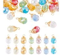 FASHEWELRY 20Pcs Glass Crystal Charms Faceted Teardrop Pendants Water Drop Keychain Charms for Sun Catcher Wind Chimes Bracelet Earring Jewelry Making Supplies Crafts DIY