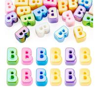 FASHEWELRY 20Pcs Jumbo Letter B Beads 20mm Large Alphabet Paracord Beads Iridescent Acrylic Chunky Bubble B Initials Bead for Keychains Jewelry Making Bracelet Necklace Crafts