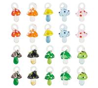 FASHEWELRY 20Pcs Lampwork Mushroom Charms Glass Crystal Mushroom Plant Charms Pendants with Loops Cute Ornament Decor for Bracelet Necklace Earrings Fairy Garden DIY Craft Jewelry Making Supplies
