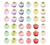 FASHEWELRY 24 Pieces Crystal Glass Apple Charm Assorted Transparent Fruit Bead Pendants with Enamel Finding Loops Cute Mini Apple Charms for Necklace Bracelets Earring Jewelry Making Supplies
