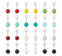 FASHEWELRY 24Pcs Crystal Glass Charms Bulk with Alloy Lobster Claw Clasps Colorful Clip on Charms Glass Pendants Crystal Dangle Pendants for Bags Keychain Purse Zipper Decoration DIY Crafts