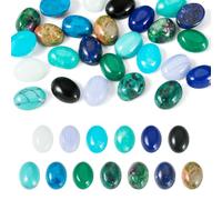FASHEWELRY 26Pcs Flatback Oval Stone Cabochons 8x6mm Blue Crystal Gemstones Semi-Precious Cabochons Natural Gems Beads for DIY Earring Necklace Bracelet Jewelry Making